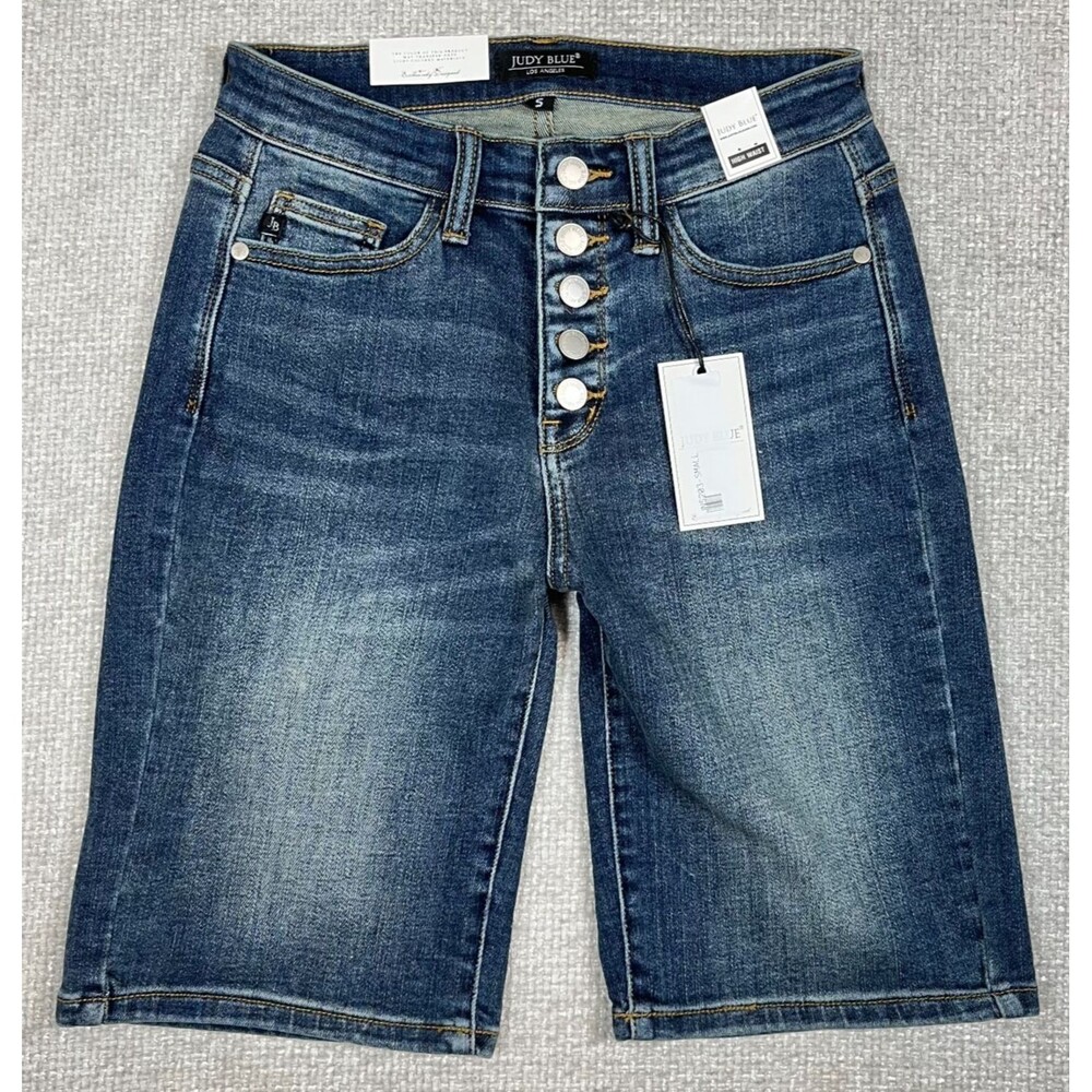 Judy Blue Jean Shorts Women's Size Small Blue Denim High Waist Button Fly NWT